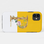 Coques Case-Mate iPhone Lettre or de fleurs roses monogramme P (Dos (Horizontal))