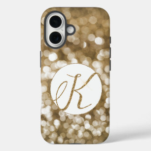 Coques iPhone 16 LETTRE Parties scintillant or Dreamy Bokeh K MONog