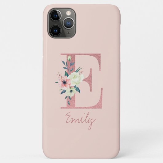 Coques Case-Mate iPhone Lettre Parties scintillant rose monogramme E rose (Dos)