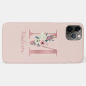 Coques Case-Mate iPhone Lettre Parties scintillant rose monogramme M rose  (Dos (Horizontal))