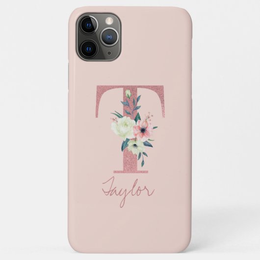 Coques Case-Mate iPhone Lettre Parties scintillant rose monogramme T rose (Dos)