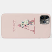 Coques Case-Mate iPhone Lettre Parties scintillant rose monogramme V rose  (Dos (Horizontal))
