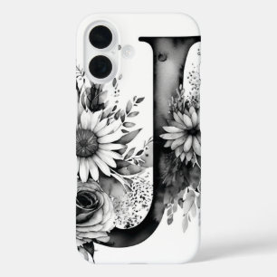 Coques iPhone 16 Lettre personnalisée J Elégante aquarelle florale