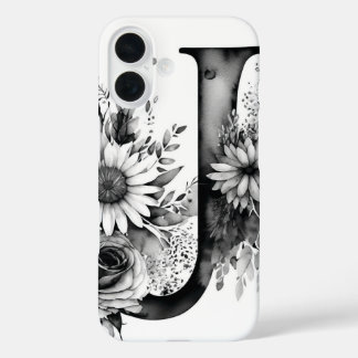 Coques iPhone 16 Lettre personnalisée J Elégante aquarelle florale