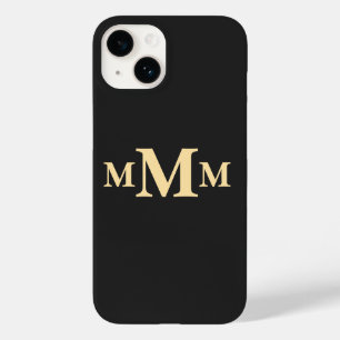 Coque Pour iPhone 14 Lettre personnalisée "M" Modèle Monogramme