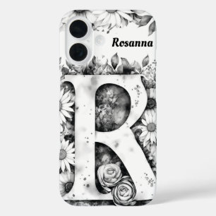 Coques iPhone 16 Lettre personnalisée R Elégante aquarelle florale