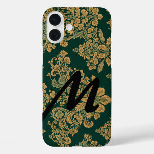 Coques iPhone 16 Plus Lettre personnalisée sur iPhone vert fleuri 16 P