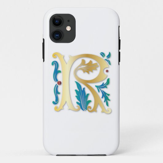Coques Case-Mate iPhone Lettre R Monogramme Fleur de lis (Dos)
