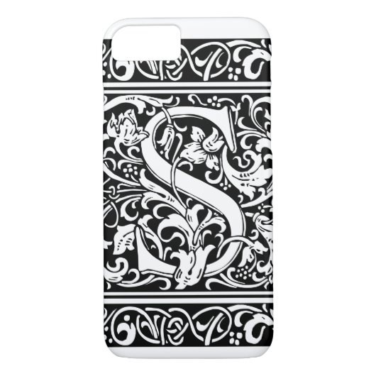 Coques Case-Mate iPhone Lettre S Monogramme médiéval Art Nouveau (Dos)