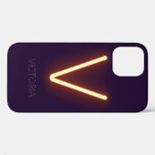 Coques Case-Mate iPhone Lettre V Lumière néon Personnalisée (Verso (horizontal))