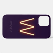 Coques Case-Mate iPhone Lettre W Neon Lumière personnalisée (Verso (horizontal))