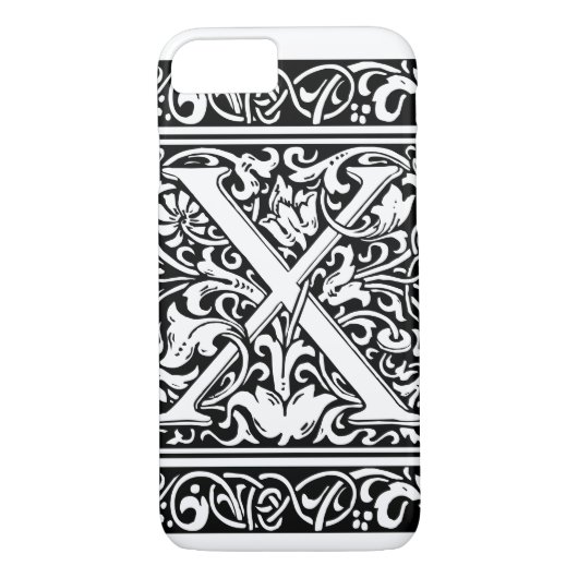Coques Case-Mate iPhone Lettre X Monogramme médiéval Art Nouveau (Dos)