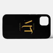 Coques Case-Mate iPhone Lettres d'initiales de monogramme noir et or éléga (Verso (horizontal))