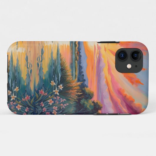 Coques Case-Mate iPhone Lever de soleil à l'aquarelle de l'étang (Dos (Horizontal))