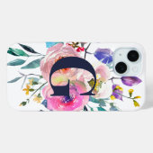Coques Case-Mate iPhone Lever de soleil Boho Floral Monogramme Navy (Verso (horizontal))