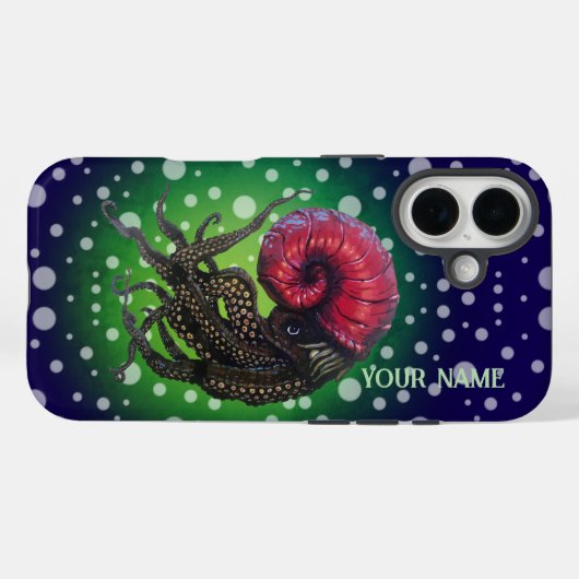 Coques Case-Mate iPhone Leviathine océanique du Nautilus rouge (Verso (horizontal))