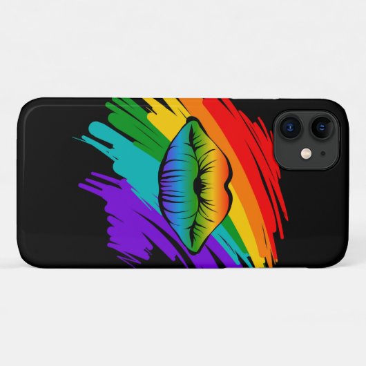 Coques Case-Mate iPhone Lèvres arc-en-ciel (Dos (Horizontal))