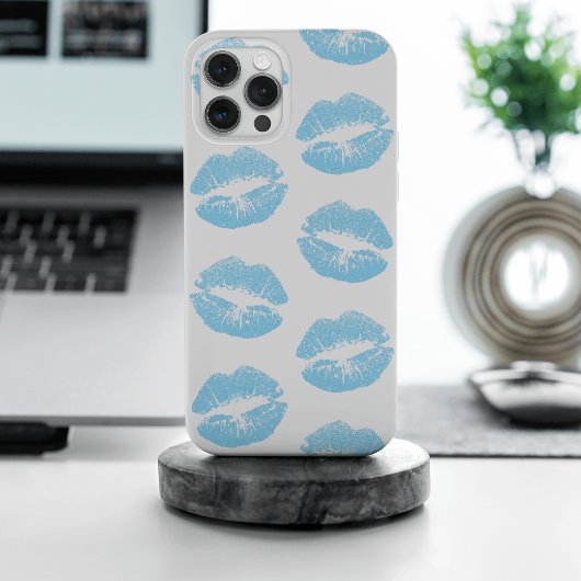 Coques Case-Mate iPhone Lèvres bleues, motif de lèvres, rouge à lèvres ble