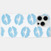 Coques Case-Mate iPhone Lèvres bleues, motif de lèvres, rouge à lèvres ble (Verso (horizontal))