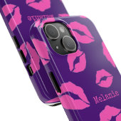Coques Case-Mate iPhone Lèvres de bisou rose personnalisées sur violet
