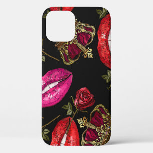 Case-Mate iPhone Case Lèvres de broderie, roses, couronne motif sans sou