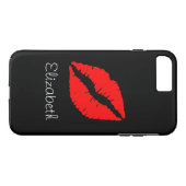 Coques Case-Mate iPhone Lèvres Noires Personnalisées simples (Dos (Horizontal))