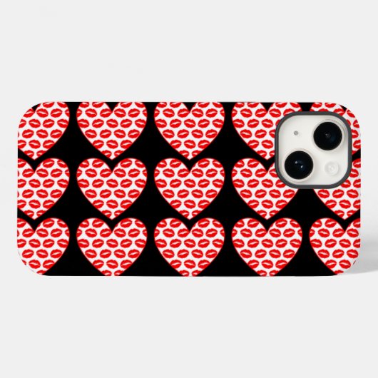 Coques Case-Mate iPhone Lèvres qui s'embrassent coeurs (Verso (horizontal))