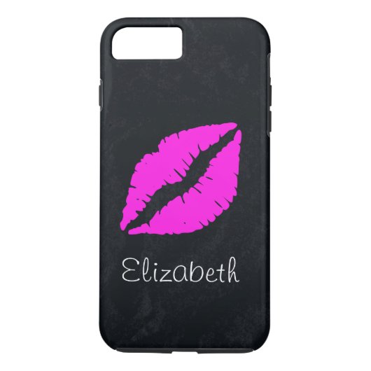 Coques Case-Mate iPhone Lèvres rose noir personnalisées simples (Dos)
