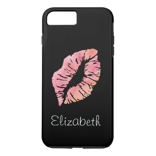 Coques Case-Mate iPhone Lèvres rose noir personnalisées simples (Dos)