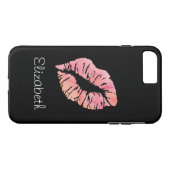 Coques Case-Mate iPhone Lèvres rose noir personnalisées simples (Dos (Horizontal))