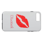 Coques Case-Mate iPhone Lèvres rouges blanches personnalisées simples (Dos (Horizontal))
