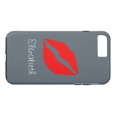 Coques Case-Mate iPhone Lèvres rouges gris personnalisées simples (Dos (Horizontal))