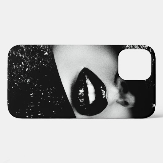 Coques Case-Mate iPhone Lèvres sensuelles monochromes en cadre noir (Verso (horizontal))