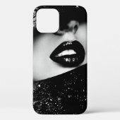 Coques Case-Mate iPhone Lèvres sensuelles monochromes en cadre noir (Verso)