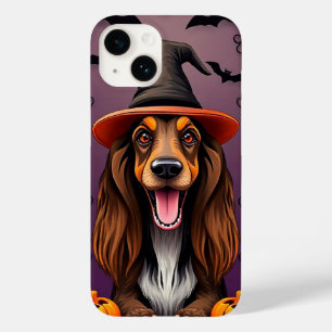 Coque Pour iPhone 14 Lévrier Afghan halloween Chien Élégant Sorcière Ch
