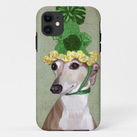 Coques Case-Mate iPhone Lévrier dans le casquette tricoté par vert (Dos)
