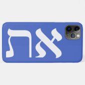 Coques Case-Mate iPhone L'hébreu Aleph Tav Blanc sur la typographie bleue (Dos (Horizontal))