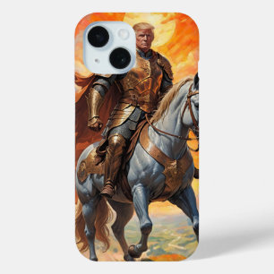 Coque Pour iPhone 15 L'héroïque guerrier Trump en or
