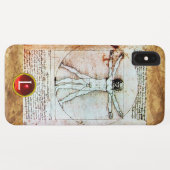 Coques Case-Mate iPhone L'HOMME VITRUVIEN, Monogramme Ruby rouge, Brown (Dos (Horizontal))