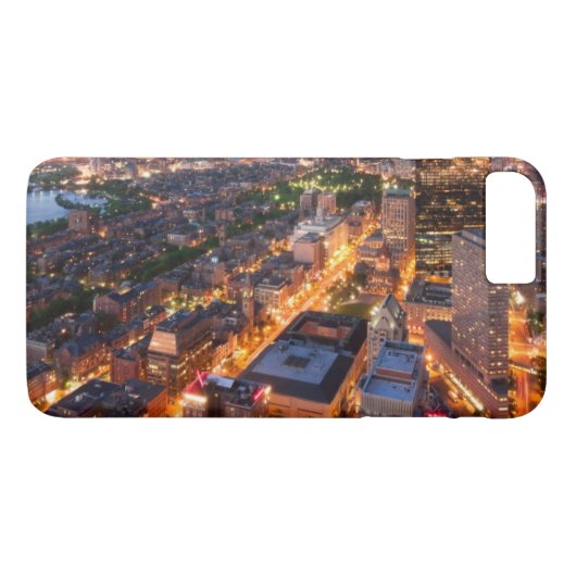 Coques Case-Mate iPhone L'horizon de Boston au crépuscule (Dos (Horizontal))