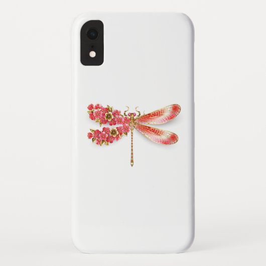 Coques Case-Mate iPhone libellule de fleurs avec sakura de bijoux (Dos)