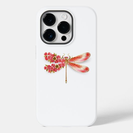 Coques Case-Mate iPhone libellule de fleurs avec sakura de bijoux (Verso)
