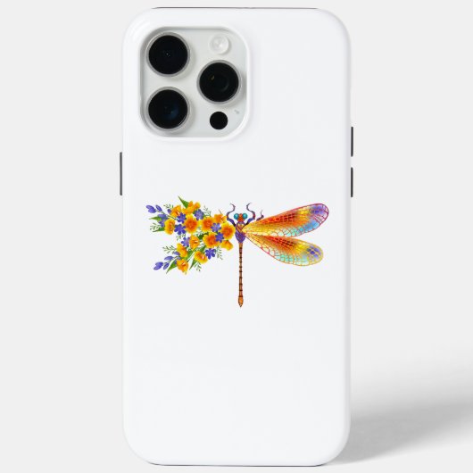 Coques Case-Mate iPhone libellule de fleurs jaunes (Verso)