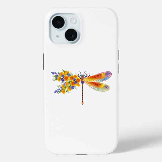 Coques Case-Mate iPhone libellule de fleurs jaunes (Verso)