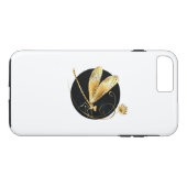 Coques Case-Mate iPhone libellule d'or en cercle noir (Dos (Horizontal))