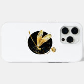 Coques Case-Mate iPhone libellule d'or en cercle noir (Verso (horizontal))