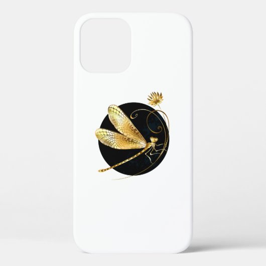 Coques Case-Mate iPhone libellule d'or en cercle noir (Verso)