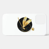 Coques Case-Mate iPhone libellule d'or en cercle noir (Verso (horizontal))