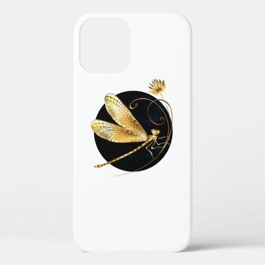Coques Case-Mate iPhone libellule d'or en cercle noir (Verso)