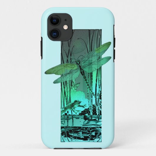 Coques Case-Mate iPhone Libellule et grenouille vertes dans l'étang (Dos)